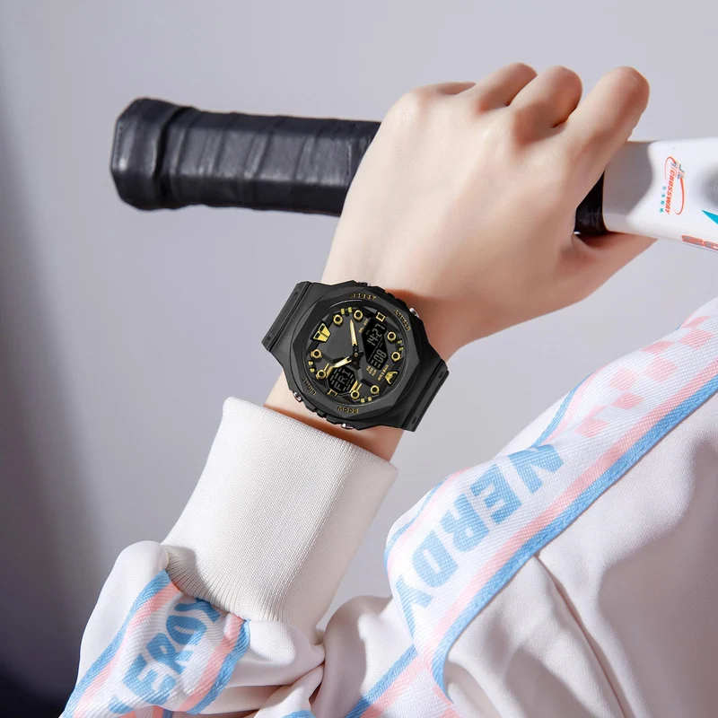 Findtime Sport Watches for Men Women,Digital Analog 5ATM Waterproof Watch with Countdown Alarm 12/24H World Time Stopwatch