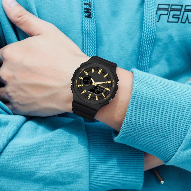 Findtime Black Unisex Watches Digital, Watches for Men Women Waterproof Sports Electronic Men's Wristwatches
