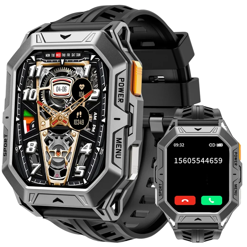 Smart Watch Answer/Make Calls Compass Barometer 1000mAh Extra-Long Battery Rugged 100+ Sports Modes Outdoor Military 2.13 inch AMOLED Smart Watches