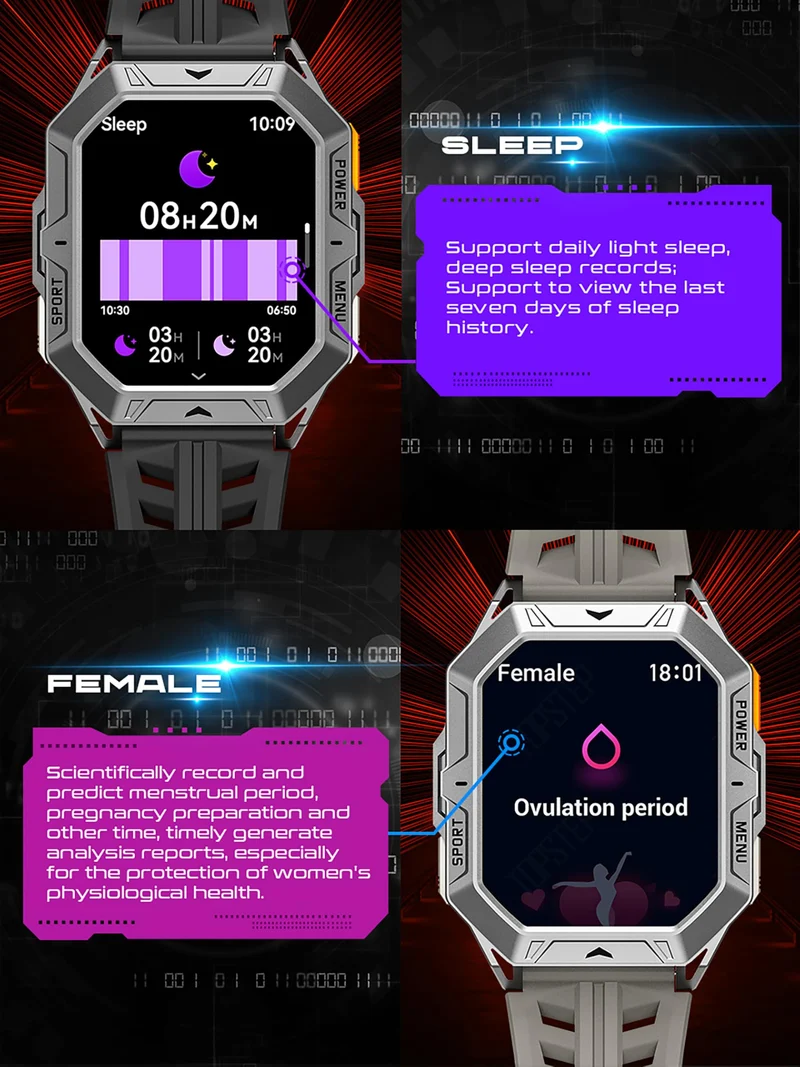 Smart Watch Answer/Make Calls Compass Barometer 1000mAh Extra-Long Battery Rugged 100+ Sports Modes Outdoor Military 2.13 inch AMOLED Smart Watches