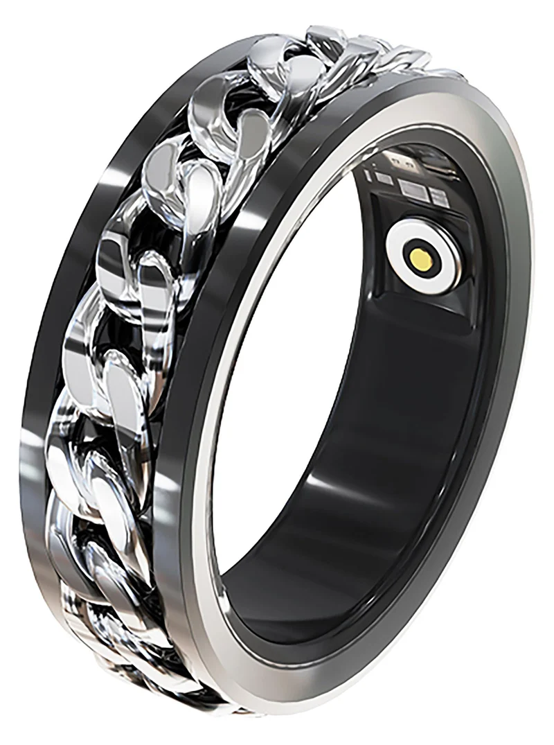 Smart Ring Cuban Link Rings Heart Rate Monitor Sleep Health Ring for Men Punk Smart Rings for Android & iOS Step Counter Calorie Counter Sport Fitness Tracker