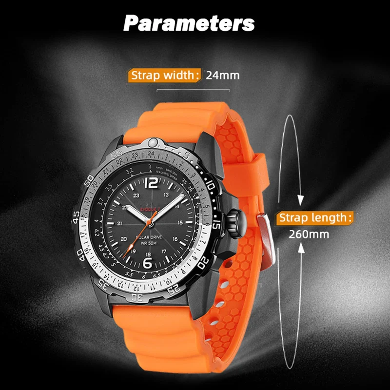 Findtime Solar Powered Watches for Men 5ATM Waterproof Diving LED Men's Wristwatch for Marathon Survival Swimming Military Tactical Field Watch