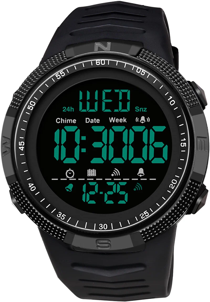 Findtime Mens Digital Sports Watch Dual Time Countdown Waterproof Stopwatch LED Screen Military Wrist Watches for Men