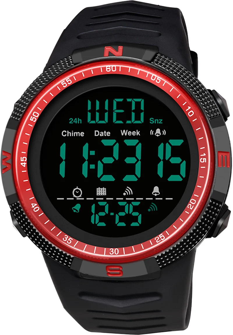 Findtime Mens Digital Sports Watch Dual Time Countdown Waterproof Stopwatch LED Screen Military Wrist Watches for Men