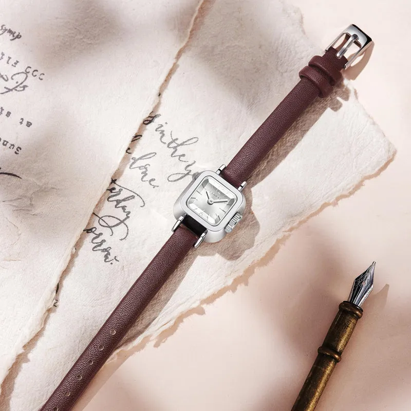 Findtime Ladies Watch Square Vintage Designer Watches for Women Classic Elegant Wristwatch for Small Wrists Black Leather Band
