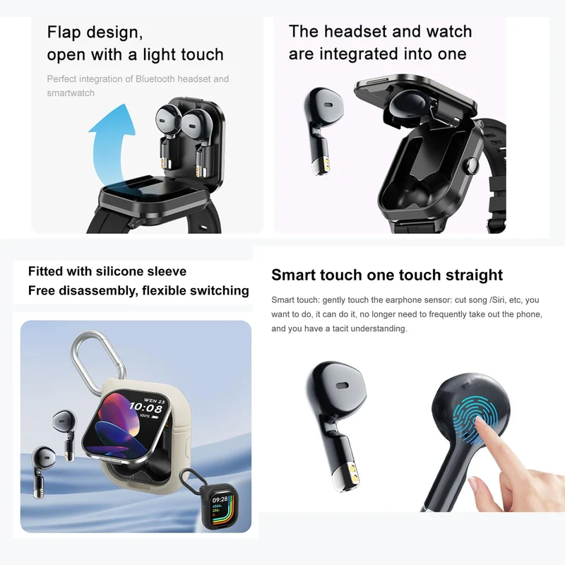 Smart Watches for Women Men Fitness Watch 2in1 Smartwatch NFC Fitness Tracker Bluetooth Dial-up Call Health Monitor Watch