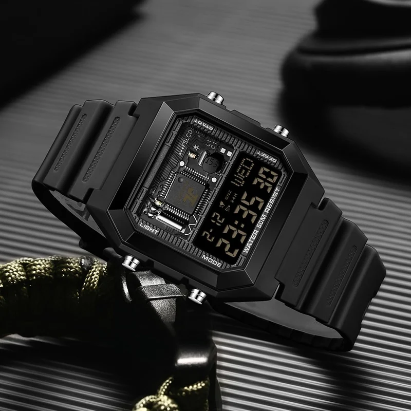 Findtime Square Digital Watch Unique Military Watches Waterproof Sport Wristwatch Fashion Tactical Watches Casual LED Stopwatch Alarm Wrist Watch for Men Women