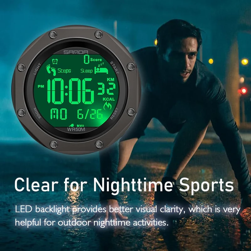Findtime Mens Sports Watch - Military, Tactical & Digital Watches for Men, Waterproof, Pedometer, Step Counter for Calories, Distance