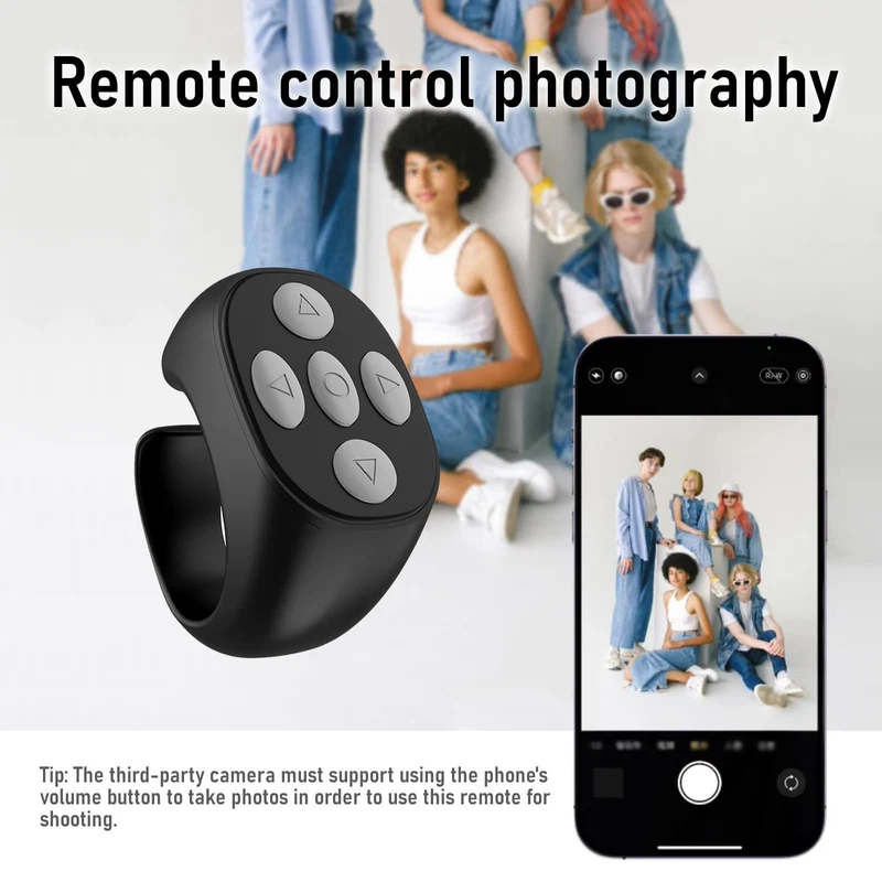 Findtime Tik Tok Scrolling Ring Phone Stand Fingertip Wireless Bluetooth Remote Control Tiktok Scroller Ring Bluetooth Page Turner Compatible with iOS Android