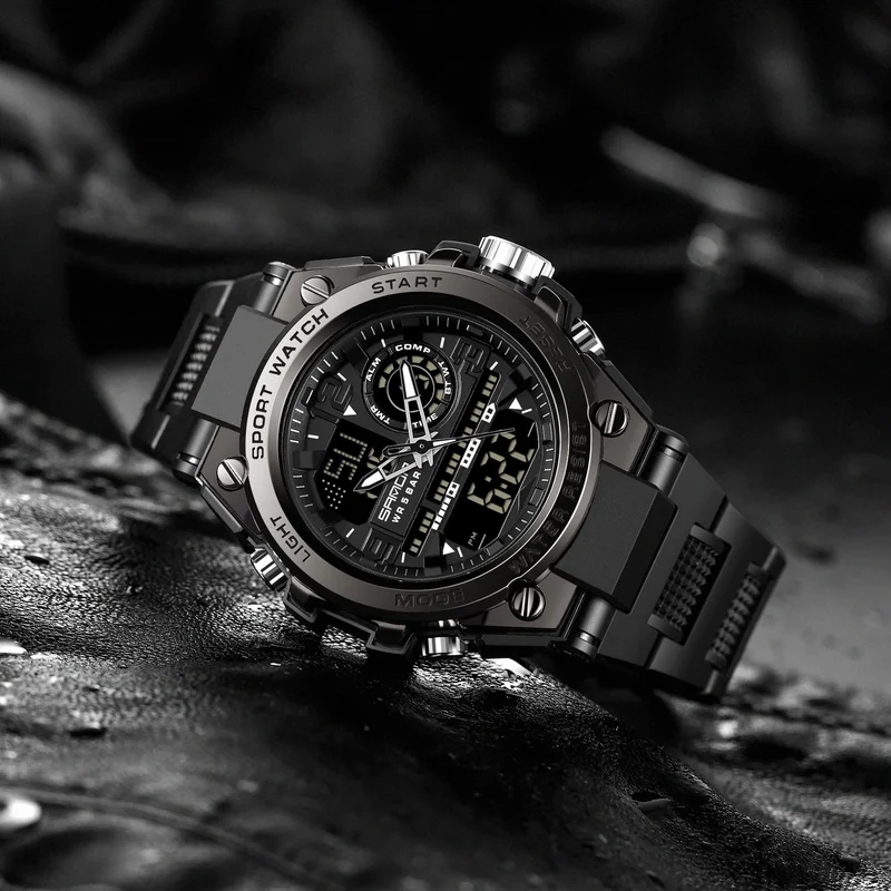 Findtime Mens Military Watch Tactical Waterproof Watches Sport Outdoor Digital Analogue Wristwatch Army Big Face Alarm Stopwatch LED Watch for Men
