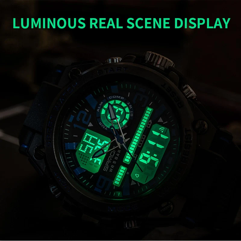 Findtime Mens Military Watch Tactical Waterproof Watches Sport Outdoor Digital Analogue Wristwatch Army Big Face Alarm Stopwatch LED Watch for Men