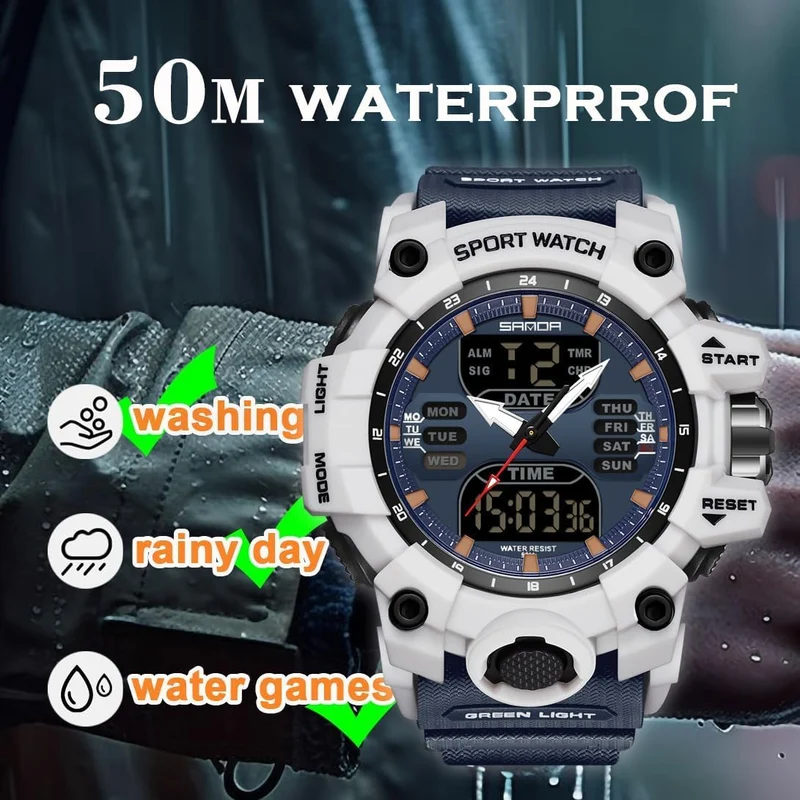 Findtime Mens Sports Watch Military Watches for Men Waterproof Watch Mens Digital Watches Rugged Watch with LED Backlight Alarm Stopwatch