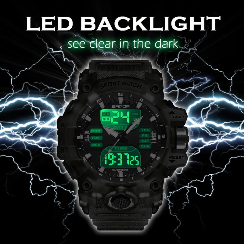 Findtime Mens Sports Watch Military Watches for Men Waterproof Watch Mens Digital Watches Rugged Watch with LED Backlight Alarm Stopwatch