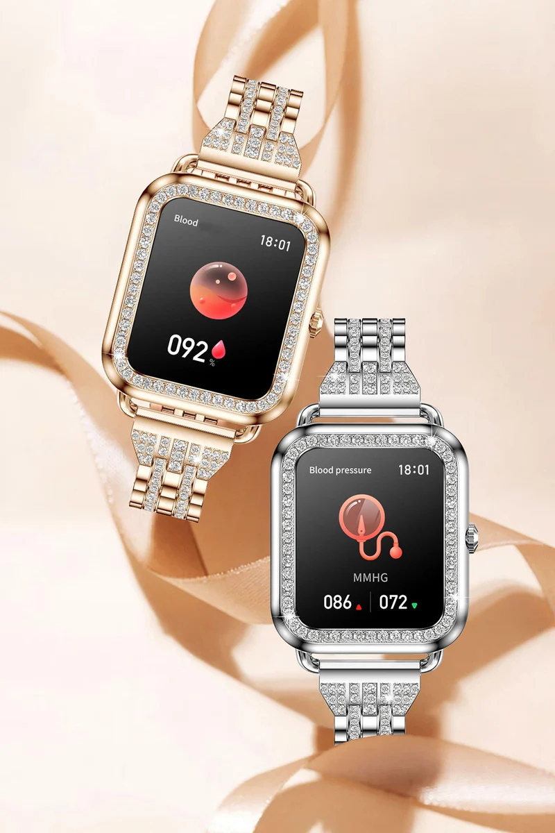 I68 Siler Smart Watches for Women with Diamonds, Answer/Make Calls Luxury Smartwatch for Android iOS Phones