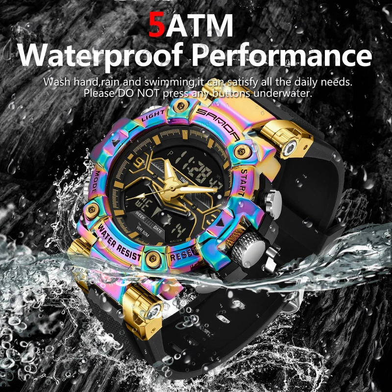 Findtime Digital Watches for Men Tactical Sports 5ATM Waterproof Watch Digital Large Face LED Backlight Wristwatch-3186