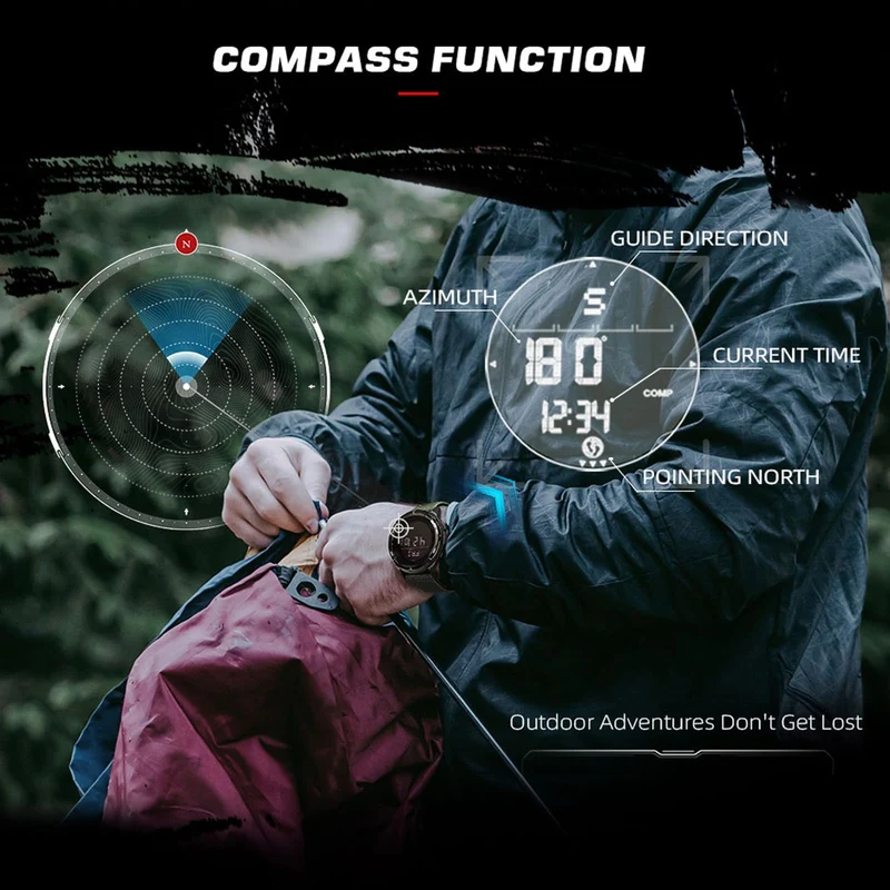 Findtime ALPS Men's Digital Watch Pedometer Step Counter Watches Compass Military Waterproof Wrist Watch