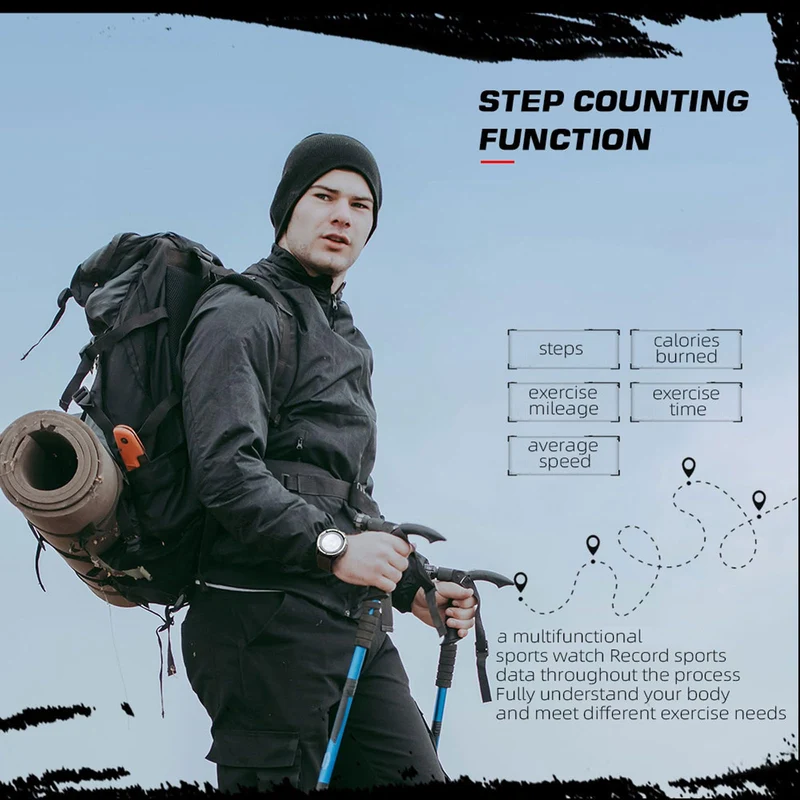 Findtime ALPS Men's Digital Watch Pedometer Step Counter Watches Compass Military Waterproof Wrist Watch
