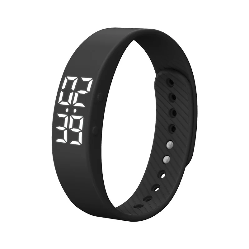 T5S Non-Bluetooth Fitness Tracker Watch Pedometer Digital Step Counter Calorie Counter Distance Activity Tracker Alarm LED Fitness Watch IP65 Water Resistance