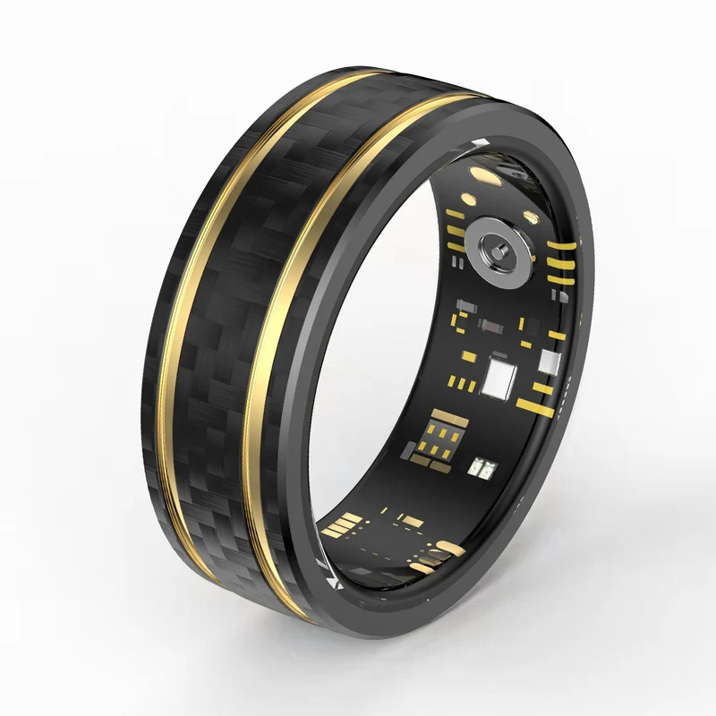 W8 Smart Ring Heart Rate Monitor Blood Pressure Ring Sleep Tracker Blood Oxygen Fitness Tracker Pedometer Step Counter Calories Fitness Ring Waterproof Health Smart Rings for Men Women Carbon Fiber Ring