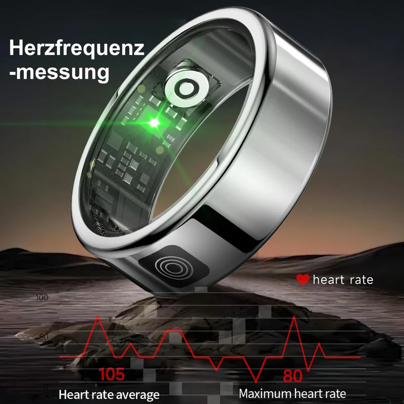 SR08 Smart Ring with Display Fitness Tracker Heart Rate Monitor Sleep Tracker TikTok Scrolling Ring Step Counter Pedometer Fitness Ring Waterproof Health Smart Rings for Men Women Anillo inteligente