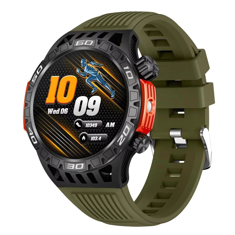 HT22 Military Smart Watch for Men with LED Flashlight Answer/Dial Call Bluetooth Smartwatch for Android iOS Phones Outdoor Fitness Compass Watch Pedometer
