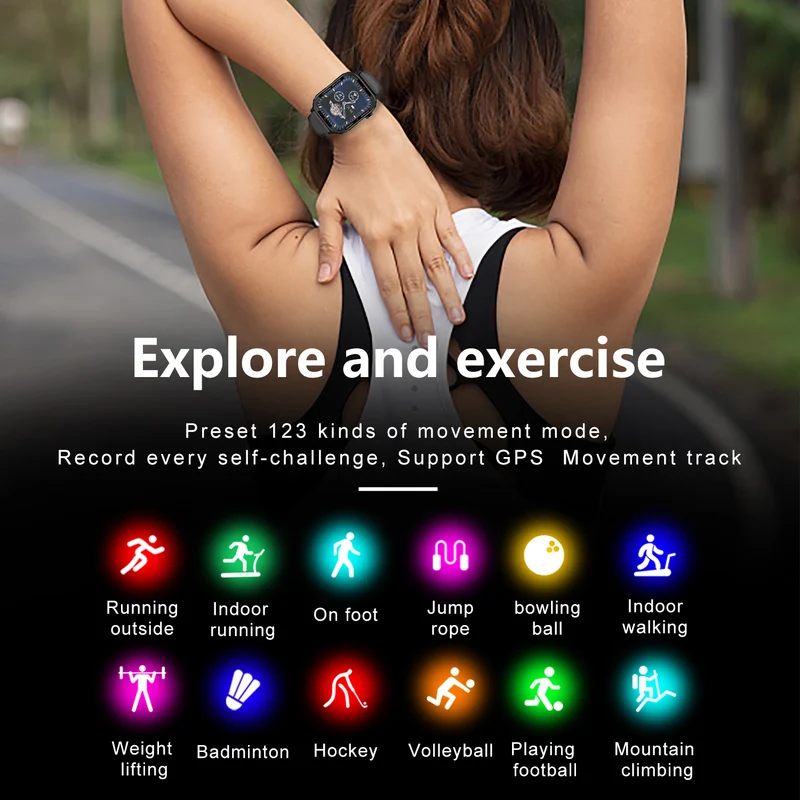 G96 Fitness Tracker for Android iOS Waterproof Activity Tracker Big Touch Screen Exercise Sport Smart Watch for Women Men