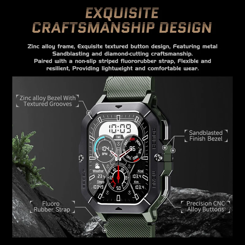 C28 Military Smart Watch for Men (Answer/Make Calls), 2.02" HD Fitness Smart Watch for Android and iOS, 5ATM Waterproof Smartwatch
