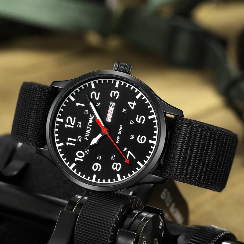 Findtime 3001A Men's Watch Military Analogue Watches Waterproof Sport Wristwatch Luminous Tactical Watches Nylon Strap