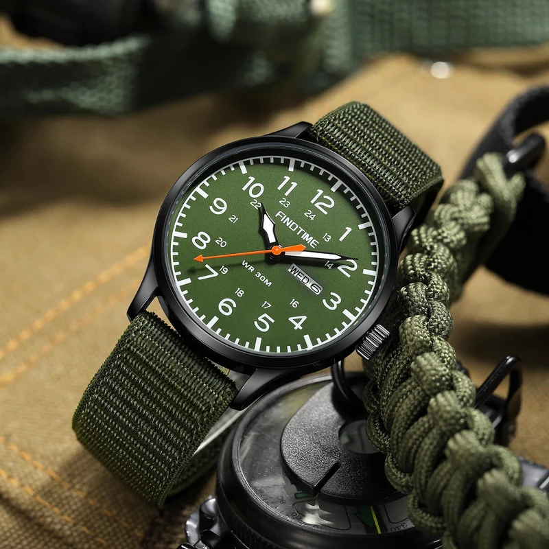 Findtime 3001A Men's Watch Military Analogue Watches Waterproof Sport Wristwatch Luminous Tactical Watches Nylon Strap