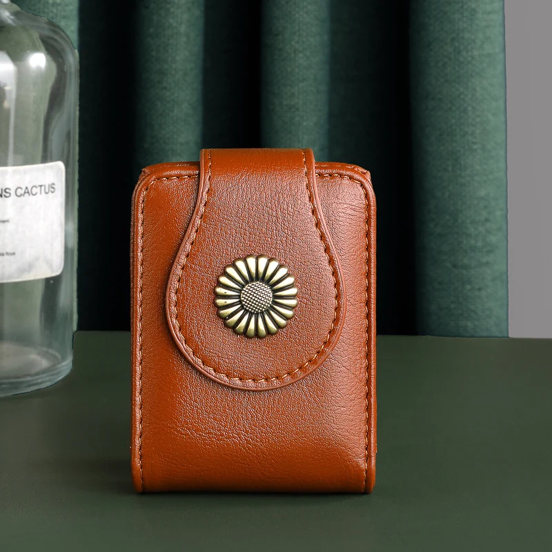 Vintage Blumen-verzierte Leder-Kartenhalter