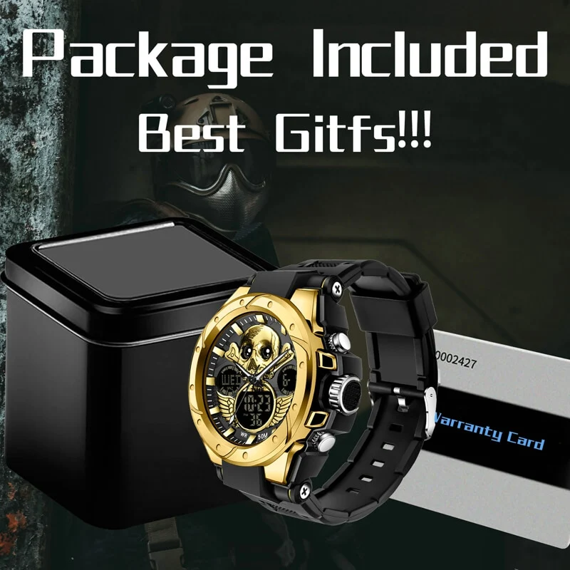 Findtime Skull Digital Watch for Men Unique Military Watches LED Backlight Waterproof Sport Outdoor