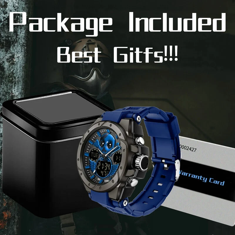 Findtime Skull Digital Watch for Men Unique Military Watches LED Backlight Waterproof Sport Outdoor