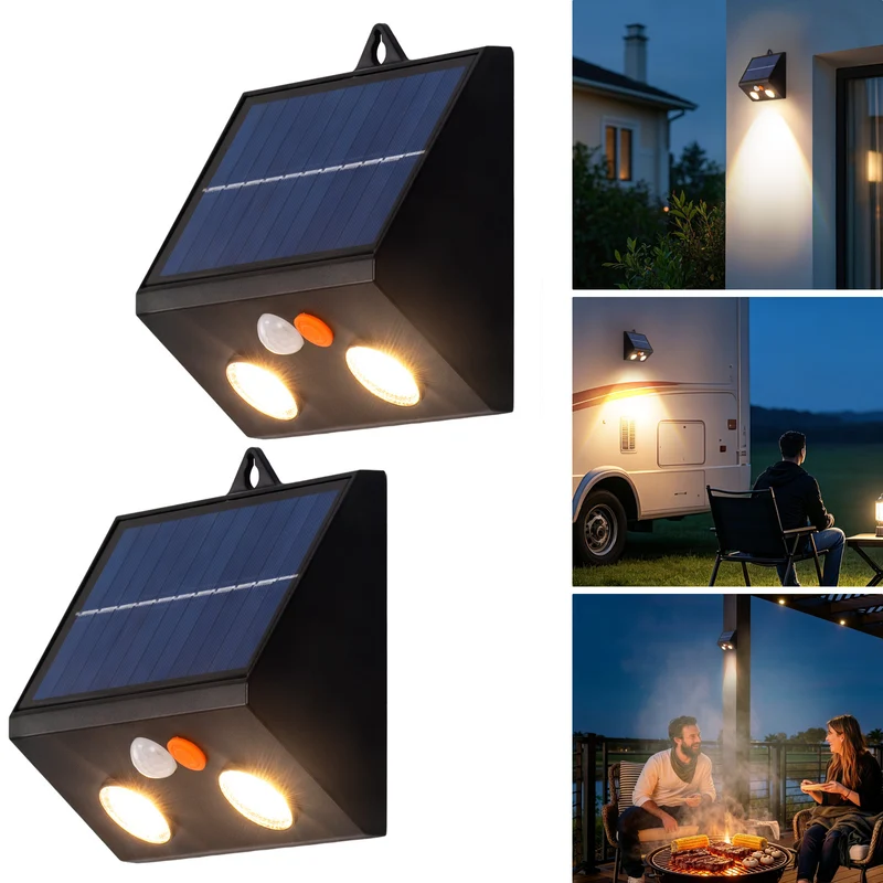 Solarbetriebene Bewegungsmelder LED Wandleuchte