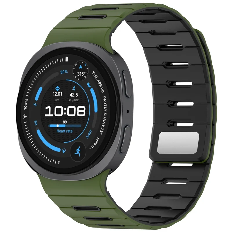 Samsung Galaxy Watch 9 - 44mm Magnetisches Silikonband (Armeegrün/Schwarz)