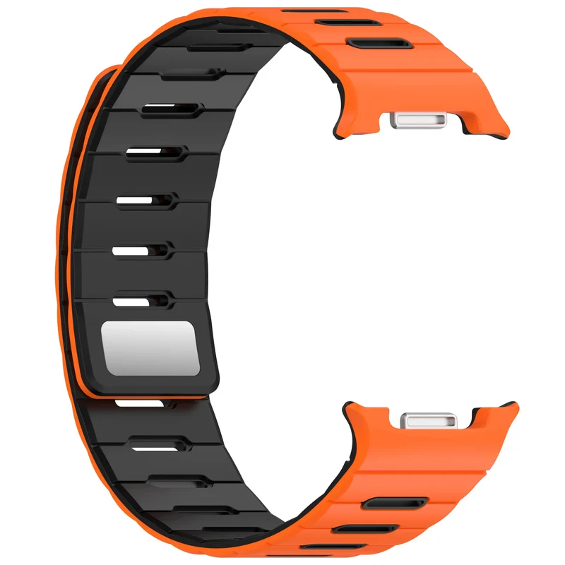 Samsung Galaxy Watch 9 - 44mm Magnetisches Silikonband (Orange/Schwarz)