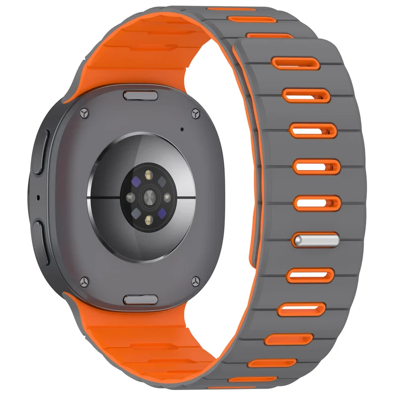 Samsung Galaxy Watch 9 - 44mm Magnetisches Silikonband (Hellgrau/Orange)