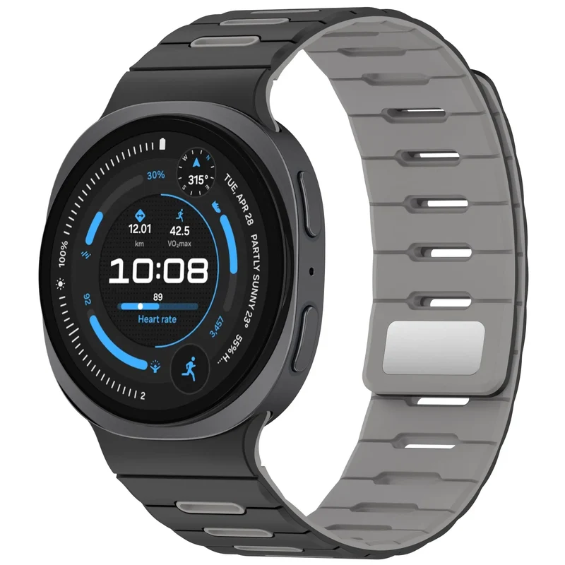 Samsung Galaxy Watch 9 - 44mm Magnetisches Silikonband (Schwarz/Grau)