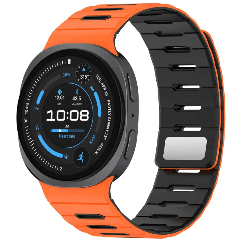 Samsung Galaxy Watch 9 - 40mm Magnetisches Silikonband (Orange/Schwarz)