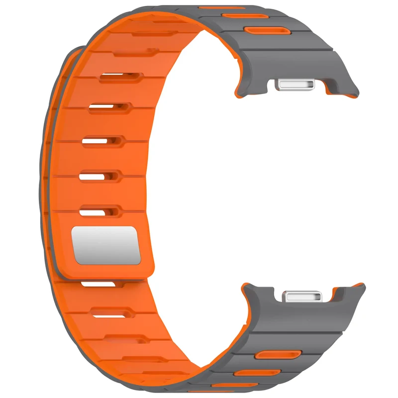 Samsung Galaxy Watch 9 - 40mm Magnetisches Silikonband (Hellgrau/Orange)