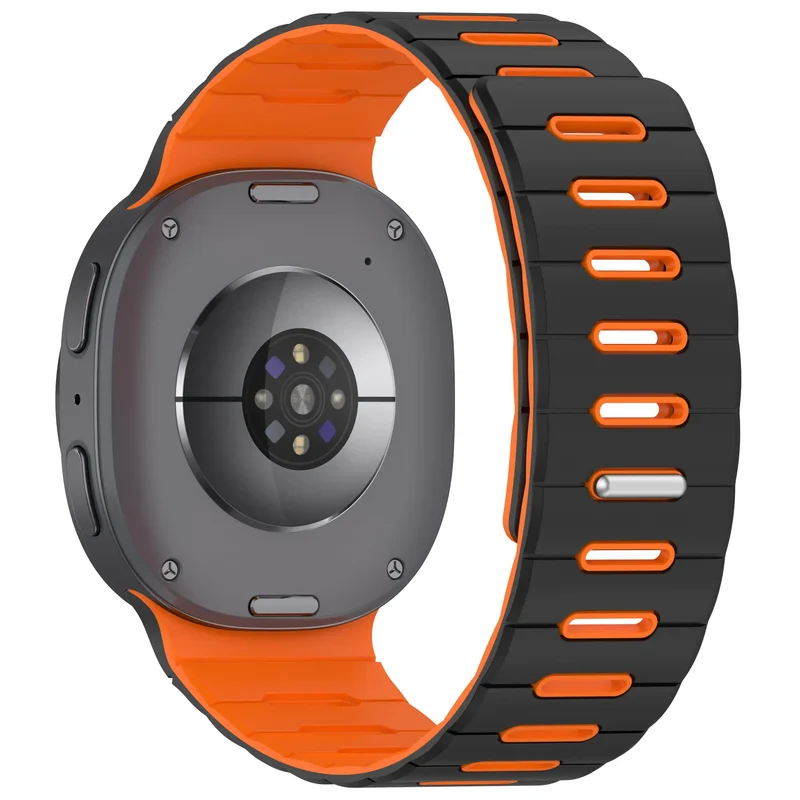 Samsung Galaxy Watch 8 Classic Magnetisches Silikonband (Schwarz/Orange)