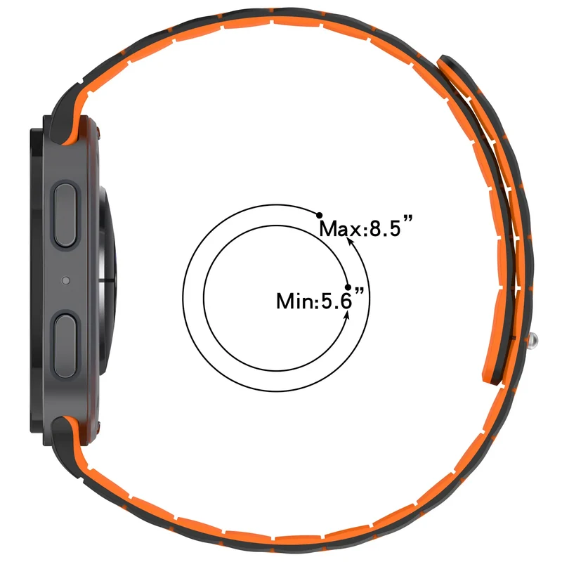 Samsung Galaxy Watch 8 Classic Magnetisches Silikonband (Schwarz/Orange)