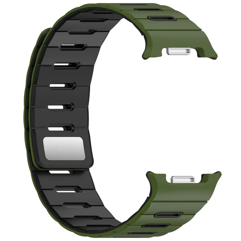 Samsung Galaxy Watch 8 - 44mm Magnetisches Silikonband (Armeegrün/Schwarz)