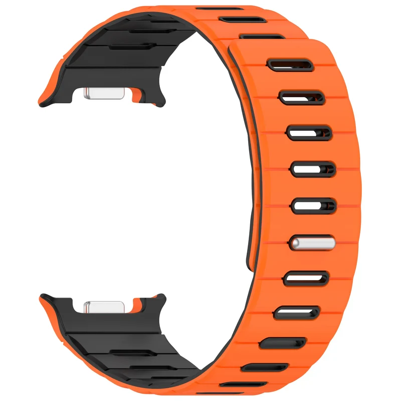 Samsung Galaxy Watch 8 - 44mm Magnetisches Silikonband (Orange/Schwarz)