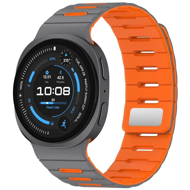 Samsung Galaxy Watch 8 - 44mm Magnetisches Silikonband (Hellgrau/Orange)