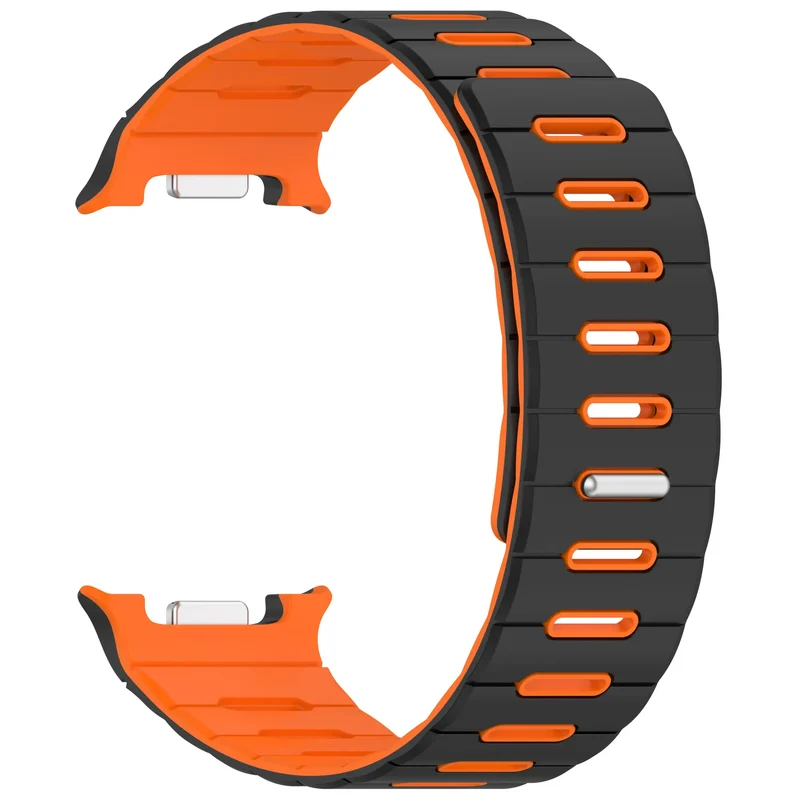 Samsung Galaxy Watch 8 - 44mm Magnetisches Silikonband (Schwarz/Orange)