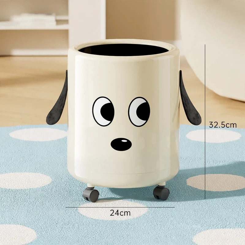 Großer Mülleimer mit Rollen und Pünktchen-Design