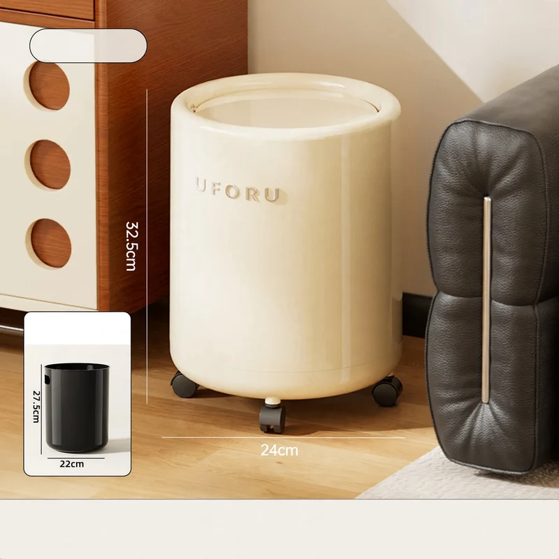 Großer Mülleimer mit Rollen und Pünktchen-Design