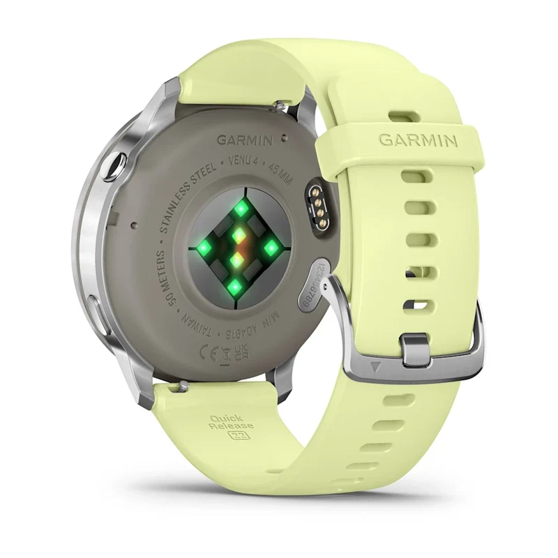 Garmin Venu® 4 - 45 mm Grau/Silber mit Schnellwechsel-Silikon-Armband 22 mm Zitrone