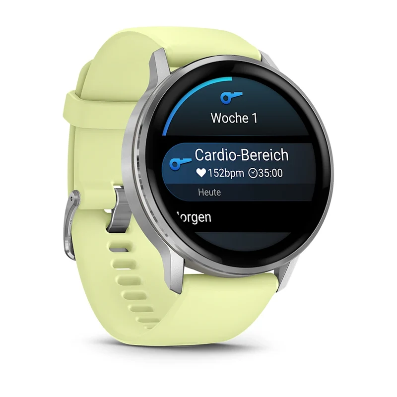 Garmin Venu® 4 - 45 mm Grau/Silber mit Schnellwechsel-Silikon-Armband 22 mm Zitrone