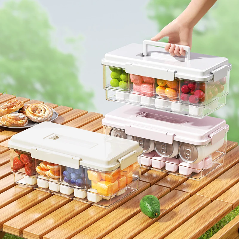 Geteilte Frischhaltebox mit Tragegriff, 1–2 L